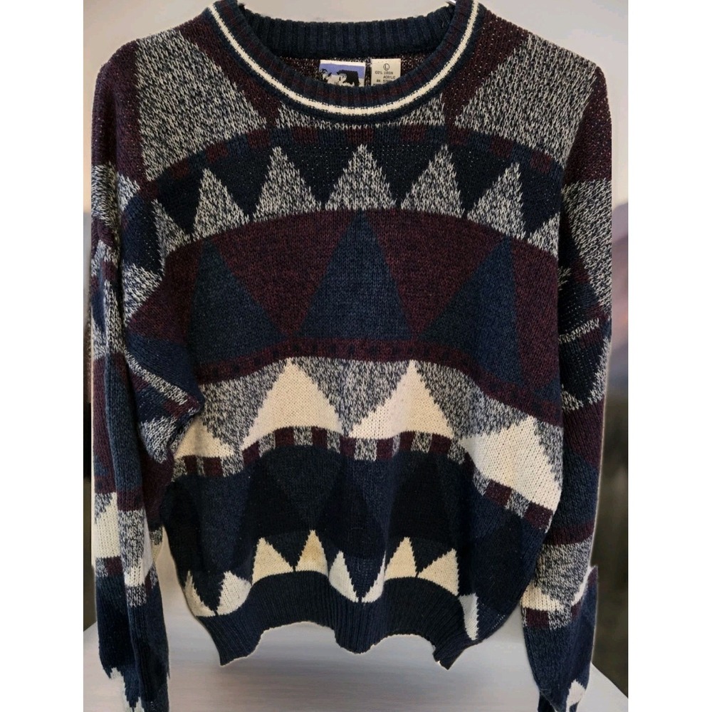 Vintage 90s Southwestern Aztec Geometric Knit‎ Sweater Today's News L